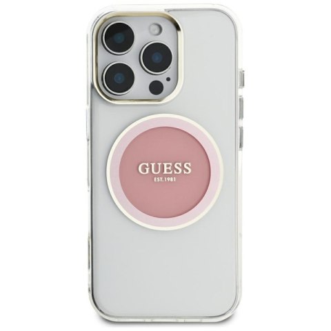 Guess IML Metal Colored Circle Classic Logo MagSafe - Etui do iPhone 16 Pro Max (różowy) Guess IML Metal Colored Circle Classic Logo MagSafe - Etui do iPhone 16 Pro Max (różowy)