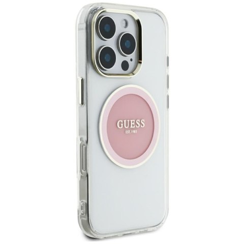 Guess IML Metal Colored Circle Classic Logo MagSafe - Etui do iPhone 16 Pro Max (różowy) Guess IML Metal Colored Circle Classic Logo MagSafe - Etui do iPhone 16 Pro Max (różowy)