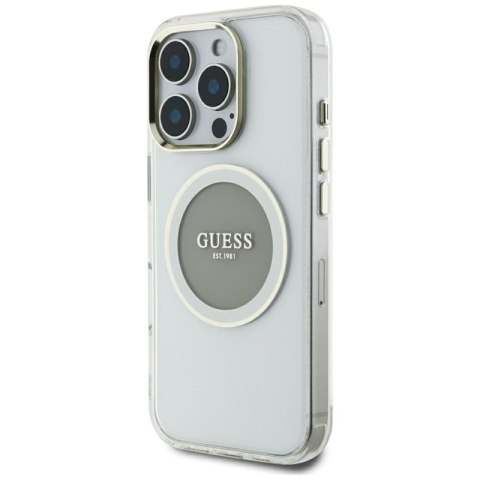Guess IML Metal Colored Circle Classic Logo MagSafe - Etui do iPhone 16 Pro Max (szary) Guess IML Metal Colored Circle Classic Logo MagSafe - Etui do iPhone 16 Pro Max (szary)