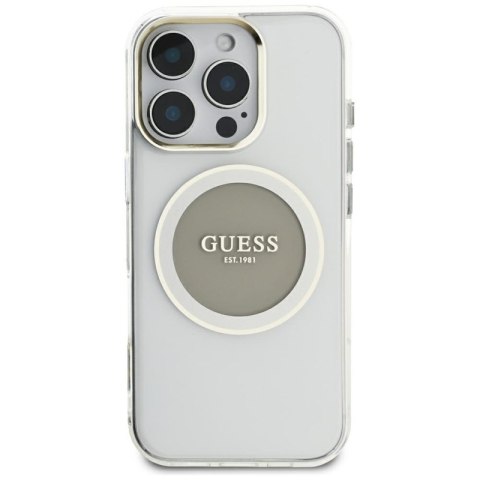 Guess IML Metal Colored Circle Classic Logo MagSafe - Etui do iPhone 16 Pro Max (szary) Guess IML Metal Colored Circle Classic Logo MagSafe - Etui do iPhone 16 Pro Max (szary)