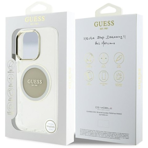 Guess IML Metal Colored Circle Classic Logo MagSafe - Etui do iPhone 16 Pro Max (szary) Guess IML Metal Colored Circle Classic Logo MagSafe - Etui do iPhone 16 Pro Max (szary)