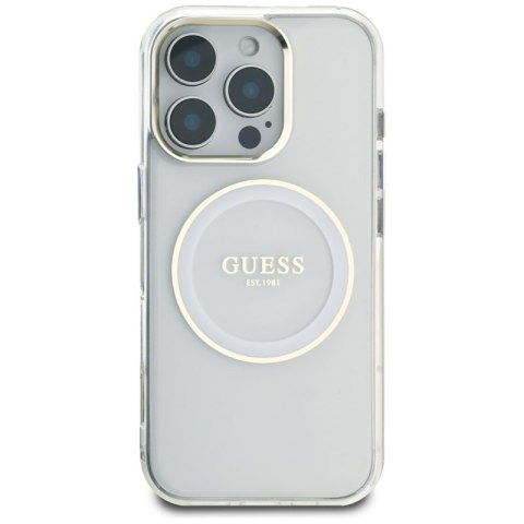 Guess IML Metal Colored Circle Classic Logo MagSafe - Etui do iPhone 16 Pro (biały) Guess IML Metal Colored Circle Classic Logo MagSafe - Etui do iPhone 16 Pro (biały)