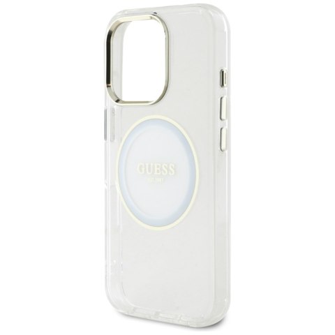 Guess IML Metal Colored Circle Classic Logo MagSafe - Etui do iPhone 16 Pro (biały) Guess IML Metal Colored Circle Classic Logo MagSafe - Etui do iPhone 16 Pro (biały)