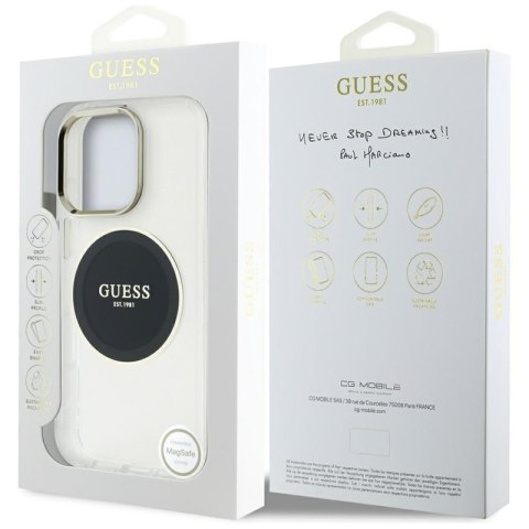 Guess IML Metal Colored Circle Classic Logo MagSafe - Etui do iPhone 16 Pro (czarny) Guess IML Metal Colored Circle Classic Logo MagSafe - Etui do iPhone 16 Pro (czarny)