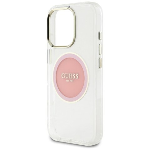 Guess IML Metal Colored Circle Classic Logo MagSafe - Etui do iPhone 16 Pro (różowy)