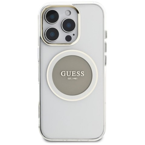 Guess IML Metal Colored Circle Classic Logo MagSafe - Etui do iPhone 16 Pro (szary) Guess IML Metal Colored Circle Classic Logo MagSafe - Etui do iPhone 16 Pro (szary)