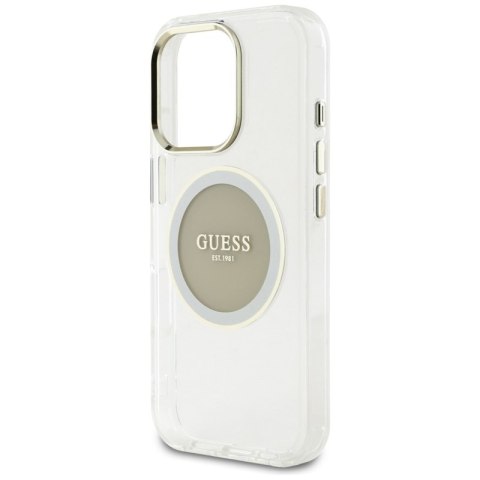 Guess IML Metal Colored Circle Classic Logo MagSafe - Etui do iPhone 16 Pro (szary) Guess IML Metal Colored Circle Classic Logo MagSafe - Etui do iPhone 16 Pro (szary)