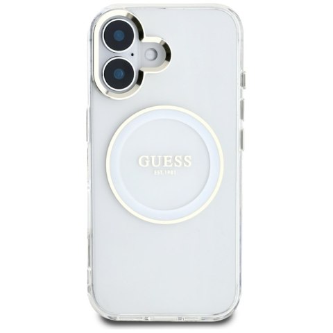 Guess IML Metal Colored Circle Classic Logo MagSafe - Etui do iPhone 16 (biały) Guess IML Metal Colored Circle Classic Logo MagSafe - Etui do iPhone 16 (biały)