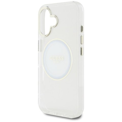 Guess IML Metal Colored Circle Classic Logo MagSafe - Etui do iPhone 16 (biały) Guess IML Metal Colored Circle Classic Logo MagSafe - Etui do iPhone 16 (biały)
