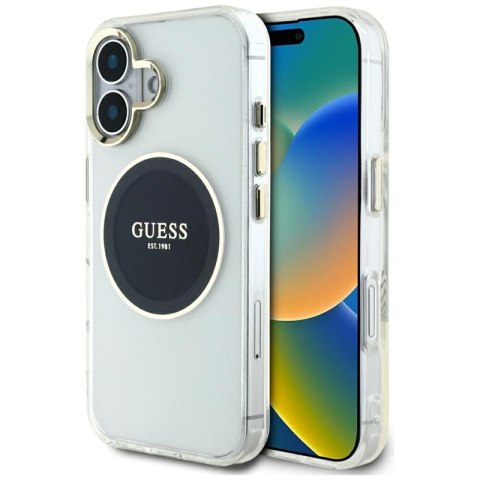 Guess IML Metal Colored Circle Classic Logo MagSafe - Etui do iPhone 16 (czarny) Guess IML Metal Colored Circle Classic Logo MagSafe - Etui do iPhone 16 (czarny)