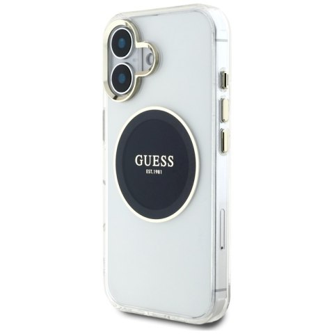 Guess IML Metal Colored Circle Classic Logo MagSafe - Etui do iPhone 16 (czarny) Guess IML Metal Colored Circle Classic Logo MagSafe - Etui do iPhone 16 (czarny)