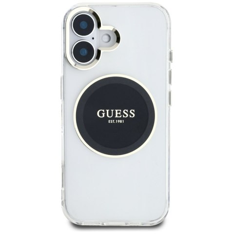 Guess IML Metal Colored Circle Classic Logo MagSafe - Etui do iPhone 16 (czarny) Guess IML Metal Colored Circle Classic Logo MagSafe - Etui do iPhone 16 (czarny)
