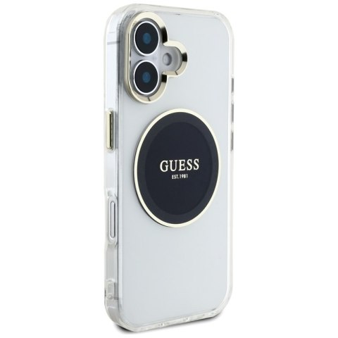 Guess IML Metal Colored Circle Classic Logo MagSafe - Etui do iPhone 16 (czarny) Guess IML Metal Colored Circle Classic Logo MagSafe - Etui do iPhone 16 (czarny)