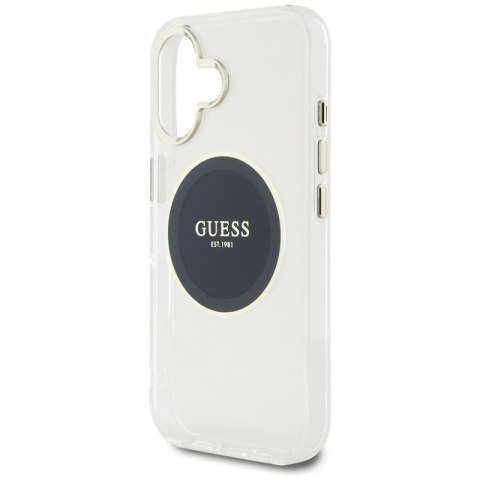 Guess IML Metal Colored Circle Classic Logo MagSafe - Etui do iPhone 16 (czarny) Guess IML Metal Colored Circle Classic Logo MagSafe - Etui do iPhone 16 (czarny)