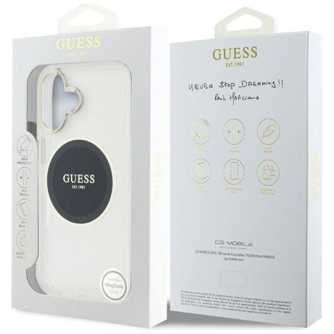 Guess IML Metal Colored Circle Classic Logo MagSafe - Etui do iPhone 16 (czarny) Guess IML Metal Colored Circle Classic Logo MagSafe - Etui do iPhone 16 (czarny)