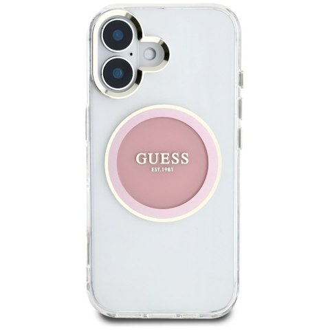 Guess IML Metal Colored Circle Classic Logo MagSafe - Etui do iPhone 16 (różowy)