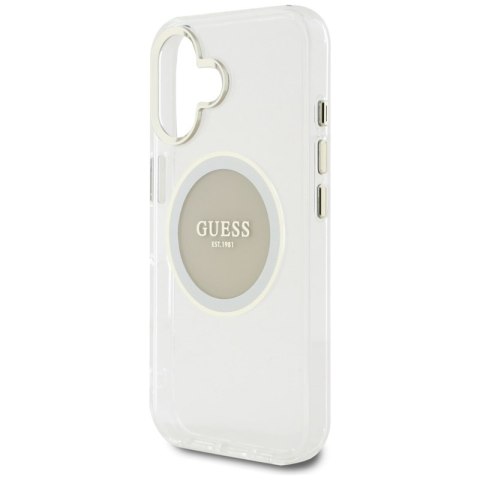 Guess IML Metal Colored Circle Classic Logo MagSafe - Etui do iPhone 16 (szary) Guess IML Metal Colored Circle Classic Logo MagSafe - Etui do iPhone 16 (szary)