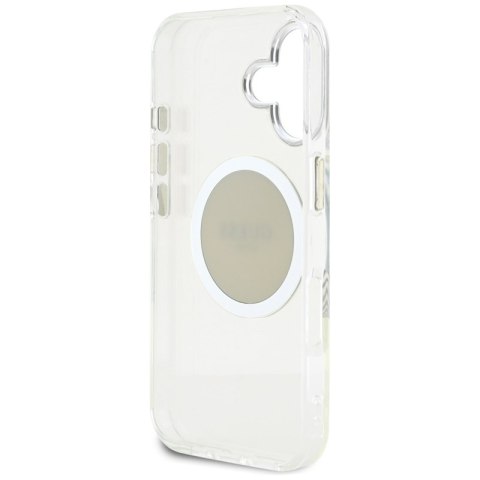 Guess IML Metal Colored Circle Classic Logo MagSafe - Etui do iPhone 16 (szary) Guess IML Metal Colored Circle Classic Logo MagSafe - Etui do iPhone 16 (szary)