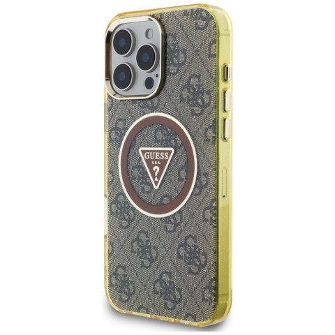 Guess IML Metal Glitter 4G Circle Triangle MagSafe - Etui do iPhone 16 Pro Max (brązowy) Guess IML Metal Glitter 4G Circle Triangle MagSafe - Etui do iPhone 16 Pro Max (brązowy)
