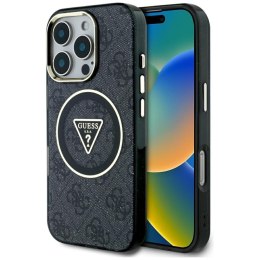 Guess IML Metal Glitter 4G Circle Triangle MagSafe - Etui do iPhone 16 Pro Max (czarny)