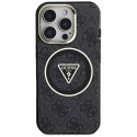 Guess IML Metal Glitter 4G Circle Triangle MagSafe - Etui do iPhone 16 Pro Max (czarny)
