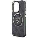 Guess IML Metal Glitter 4G Circle Triangle MagSafe - Etui do iPhone 16 Pro Max (czarny)