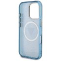Guess IML Metal Glitter 4G Circle Triangle MagSafe - Etui do iPhone 16 Pro Max (niebieski)