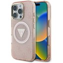 Guess IML Metal Glitter 4G Circle Triangle MagSafe - Etui do iPhone 16 Pro Max (różowy)