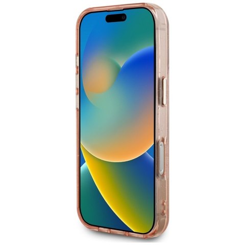 Guess IML Metal Glitter 4G Circle Triangle MagSafe - Etui do iPhone 16 Pro Max (różowy)