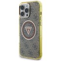 Guess IML Metal Glitter 4G Circle Triangle MagSafe - Etui do iPhone 16 Pro (brązowy)