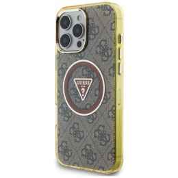 Guess IML Metal Glitter 4G Circle Triangle MagSafe - Etui do iPhone 16 Pro (brązowy)