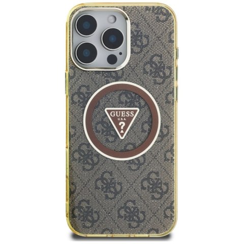 Guess IML Metal Glitter 4G Circle Triangle MagSafe - Etui do iPhone 16 Pro (brązowy) Guess IML Metal Glitter 4G Circle Triangle MagSafe - Etui do iPhone 16 Pro (brązowy)