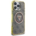 Guess IML Metal Glitter 4G Circle Triangle MagSafe - Etui do iPhone 16 Pro (brązowy)