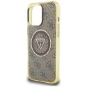 Guess IML Metal Glitter 4G Circle Triangle MagSafe - Etui do iPhone 16 Pro (brązowy)