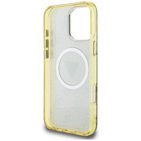 Guess IML Metal Glitter 4G Circle Triangle MagSafe - Etui do iPhone 16 Pro (brązowy) Guess IML Metal Glitter 4G Circle Triangle MagSafe - Etui do iPhone 16 Pro (brązowy)