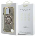 Guess IML Metal Glitter 4G Circle Triangle MagSafe - Etui do iPhone 16 Pro (brązowy)