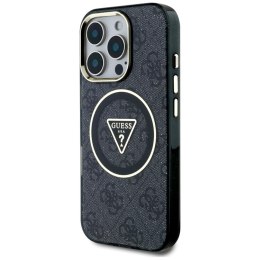 Guess IML Metal Glitter 4G Circle Triangle MagSafe - Etui do iPhone 16 Pro (czarny)