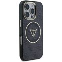Guess IML Metal Glitter 4G Circle Triangle MagSafe - Etui do iPhone 16 Pro (czarny)
