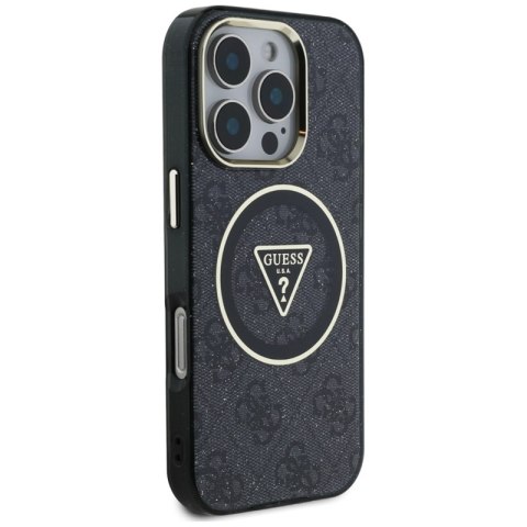 Guess IML Metal Glitter 4G Circle Triangle MagSafe - Etui do iPhone 16 Pro (czarny) Guess IML Metal Glitter 4G Circle Triangle MagSafe - Etui do iPhone 16 Pro (czarny)