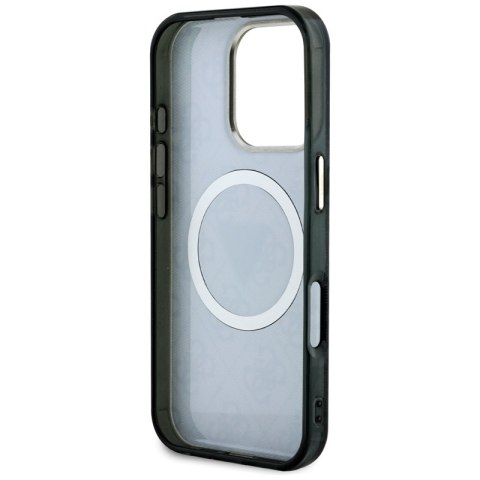 Guess IML Metal Glitter 4G Circle Triangle MagSafe - Etui do iPhone 16 Pro (czarny) Guess IML Metal Glitter 4G Circle Triangle MagSafe - Etui do iPhone 16 Pro (czarny)