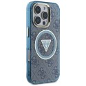 Guess IML Metal Glitter 4G Circle Triangle MagSafe - Etui do iPhone 16 Pro (niebieski)