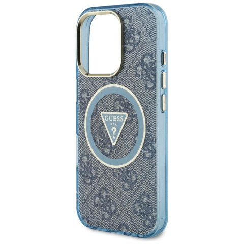 Guess IML Metal Glitter 4G Circle Triangle MagSafe - Etui do iPhone 16 Pro (niebieski) Guess IML Metal Glitter 4G Circle Triangle MagSafe - Etui do iPhone 16 Pro (niebieski)