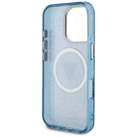 Guess IML Metal Glitter 4G Circle Triangle MagSafe - Etui do iPhone 16 Pro (niebieski) Guess IML Metal Glitter 4G Circle Triangle MagSafe - Etui do iPhone 16 Pro (niebieski)
