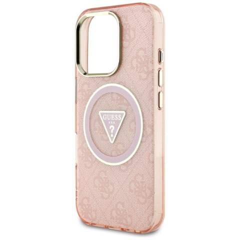 Guess IML Metal Glitter 4G Circle Triangle MagSafe - Etui do iPhone 16 Pro (różowy) Guess IML Metal Glitter 4G Circle Triangle MagSafe - Etui do iPhone 16 Pro (różowy)