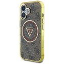 Guess IML Metal Glitter 4G Circle Triangle MagSafe - Etui do iPhone 16 (brązowy)