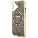 Guess IML Metal Glitter 4G Circle Triangle MagSafe - Etui do iPhone 16 (brązowy)