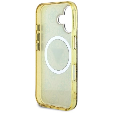 Guess IML Metal Glitter 4G Circle Triangle MagSafe - Etui do iPhone 16 (brązowy) Guess IML Metal Glitter 4G Circle Triangle MagSafe - Etui do iPhone 16 (brązowy)