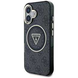 Guess IML Metal Glitter 4G Circle Triangle MagSafe - Etui do iPhone 16 (czarny)