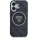 Guess IML Metal Glitter 4G Circle Triangle MagSafe - Etui do iPhone 16 (czarny)