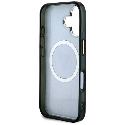 Guess IML Metal Glitter 4G Circle Triangle MagSafe - Etui do iPhone 16 (czarny) Guess IML Metal Glitter 4G Circle Triangle MagSafe - Etui do iPhone 16 (czarny)